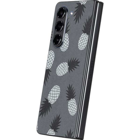 Black and White Pineapples Galaxy Z Fold5 5G Skin
